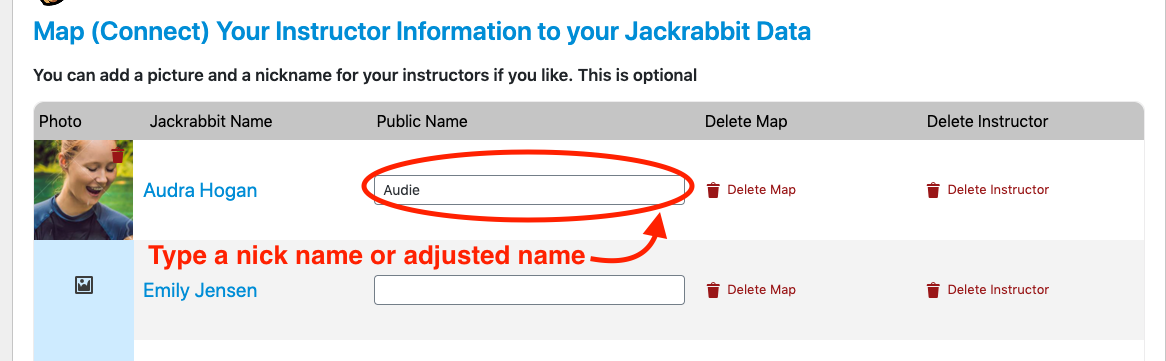 change instructor name