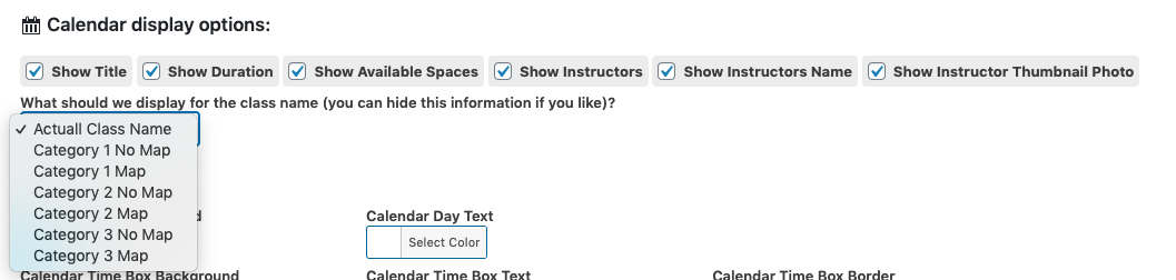 class calendar information toggle